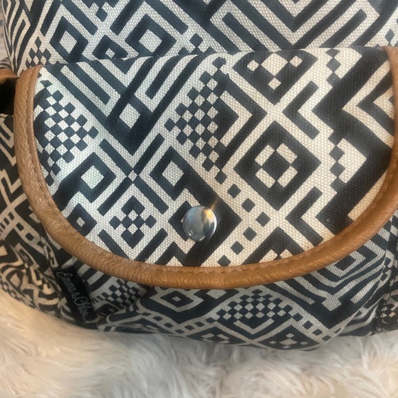 Emma & Chloe Boho Aztec Print Canvas Backpack Rucksack Black White - Picture 6 of 9